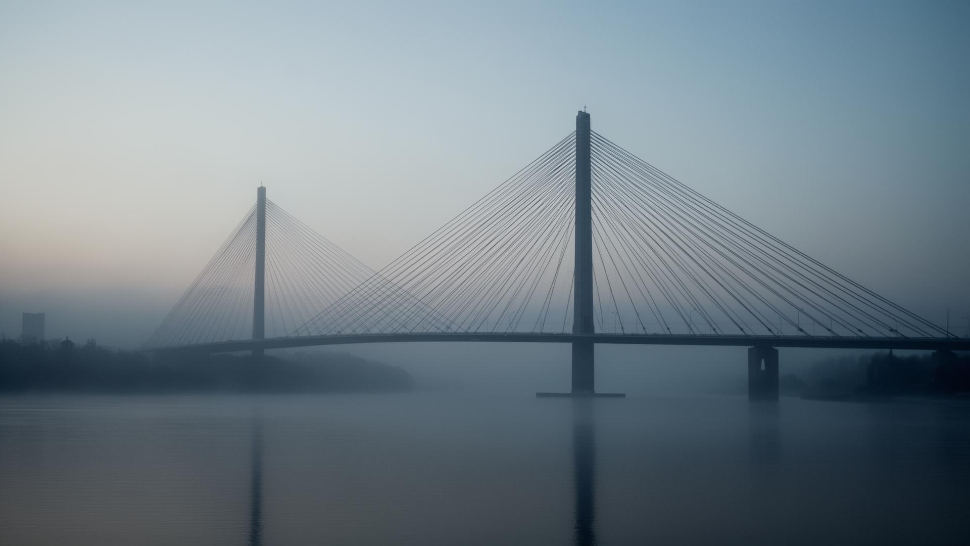 Kabelbrug bij dageraad — symbool van duurzame structuur